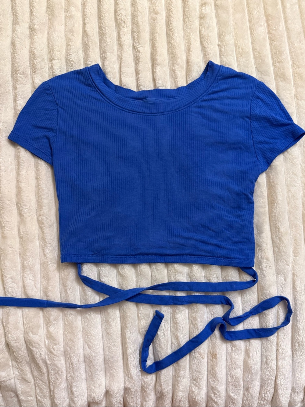 Aerie OFFLINE Cobalt Blue Ribbed Wrap Crop Top